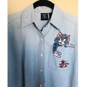 🆕 Vintage Tom & Jerry Denim Shirt